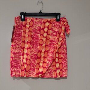 Samson Pink and Orange Patterned Wrap Skirt NWT